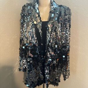 Nasty Gal Black and Silver Sequin Jacket